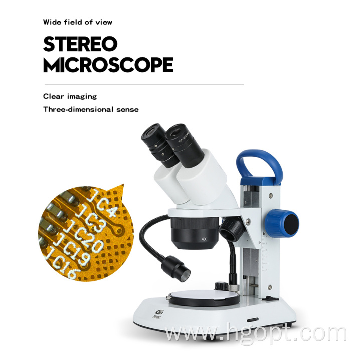 Research Stereo Microscope with Adjustable LED Light